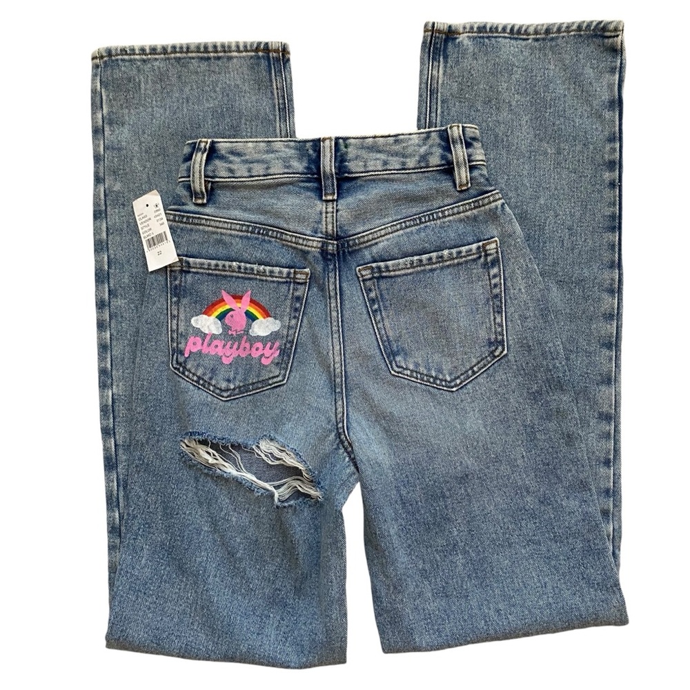 Playboy By PacSun Jeans NEW High Rise Back Slash Denim Size 22 Waist NWT
